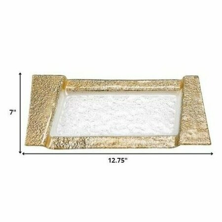 Homeroots 13 in. Handcrafted Gold Snack or Vanity Tray 376058